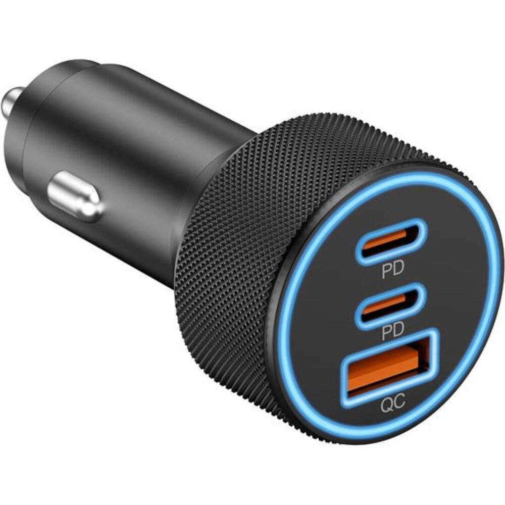 USB C Car Charger, 3-Port 67W Dual USB-C & USB-A Car Power Adapter PD/QC Fast